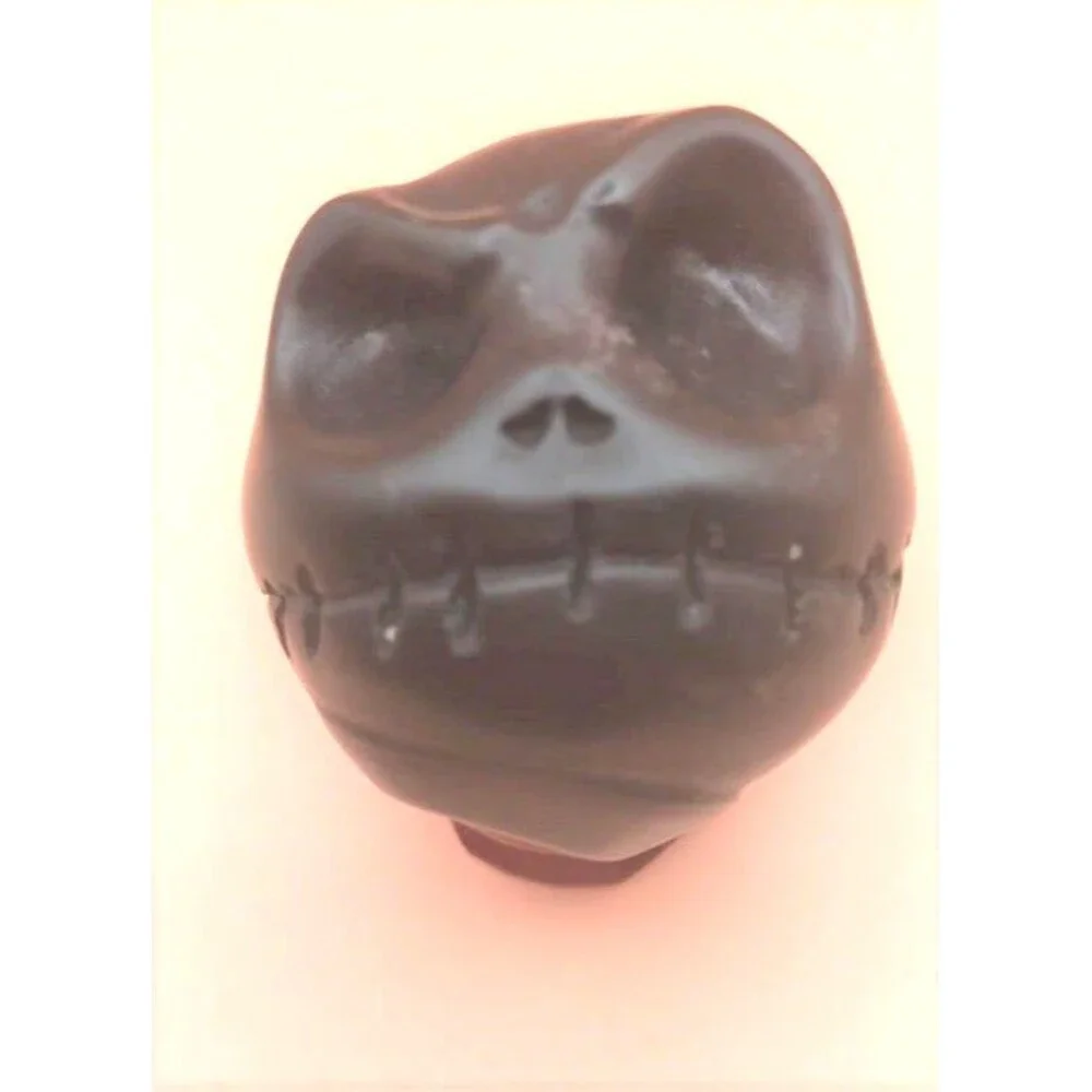 Adorable Jack Skellington Skull Carving in Black Obsidian
